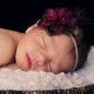 newborn baby girl wearing pink flower headband during pictures in central arkansas