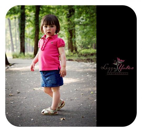 Two year old Sadie explores the park path in North Little Rock with Little Rock Child Photographer Lizzy Yates