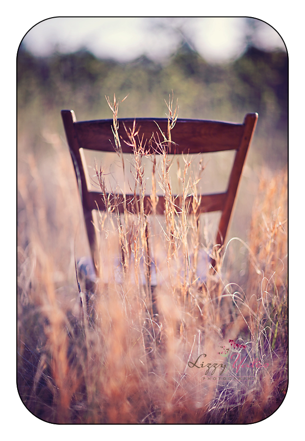 rustic chair set in a fall colored field in Little Rock