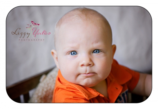 Blue eyes captured during his 6 month old baby custom pictures in Little Rock