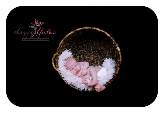 Baby in a basket during pictures in little rock