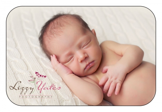 Sweet Newborn Baby Girl during her little rock custom photography session