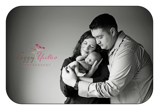 Classic black and white family picture during newborn photo session in central arkansas